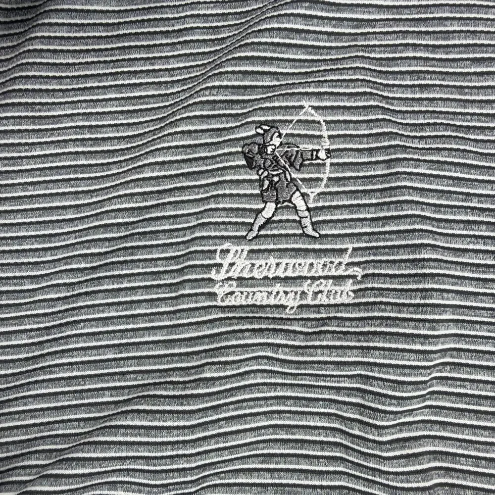 Adidas Climachill Golf Polo Mens XL Black Gray Striped Sherwood Country Club